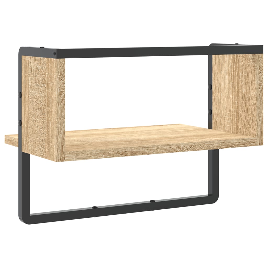 Wandschap met stang 20x25x30 cm eikenkleurig