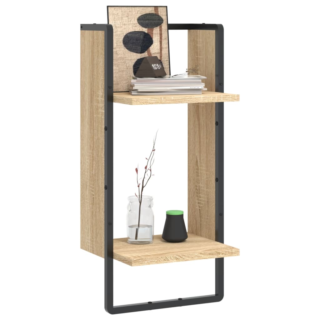 Etagère murale avec tige 30x25x65 cm couleur chêne