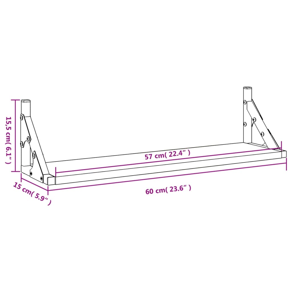 Wandschappen 2 st 60x15x15,5 cm eikenkleurig