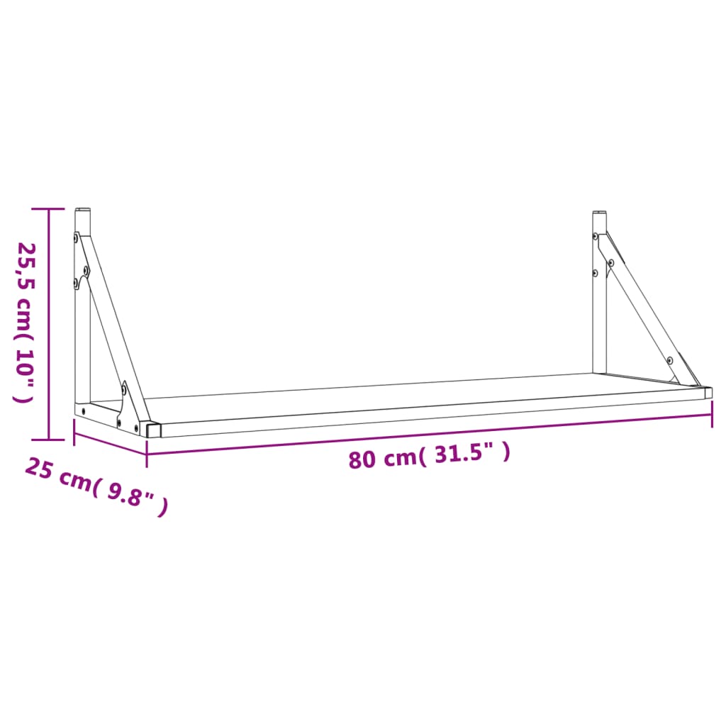 Wandschappen 2 st 60x15x15,5 cm eikenkleurig