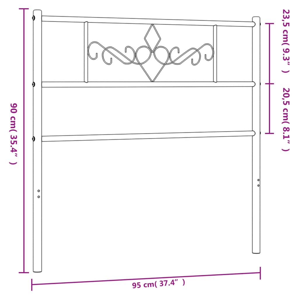 Hoofdbord 140 cm metaal