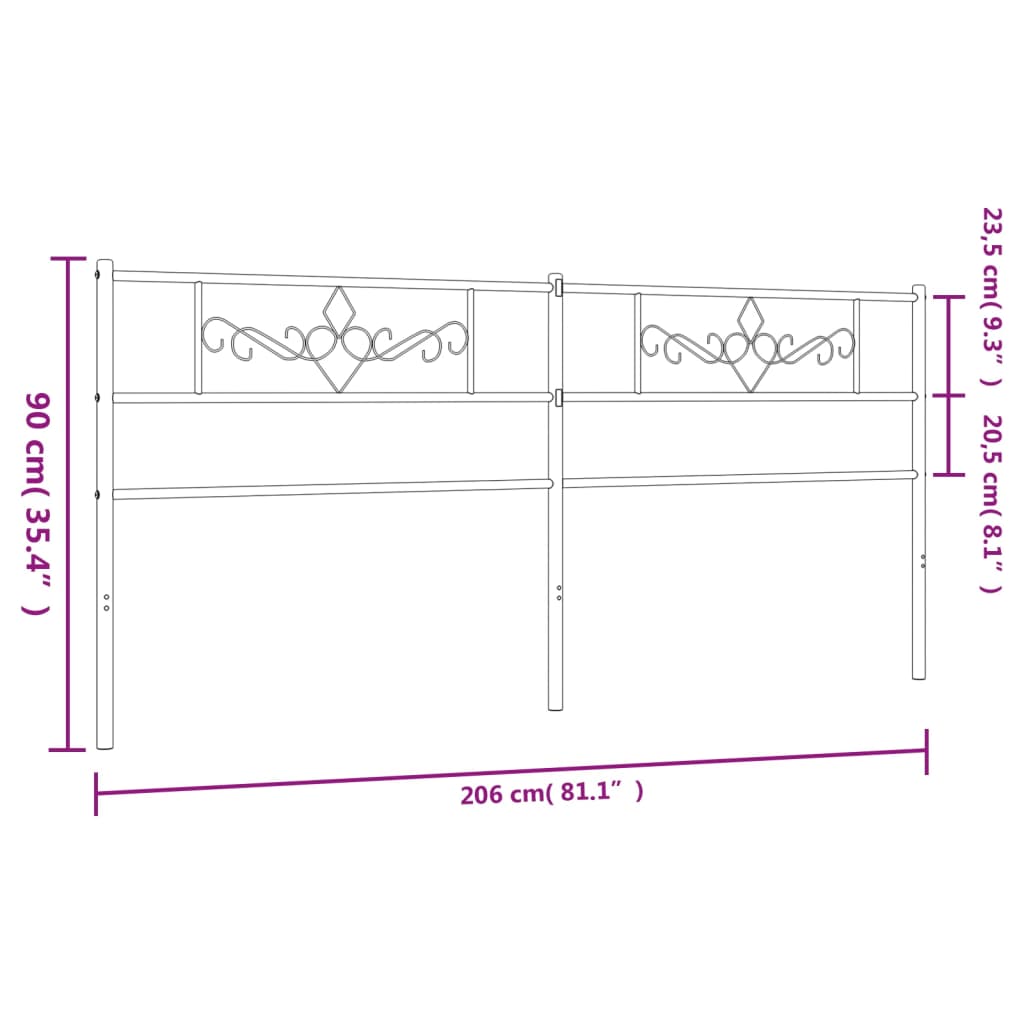 Hoofdbord 140 cm metaal