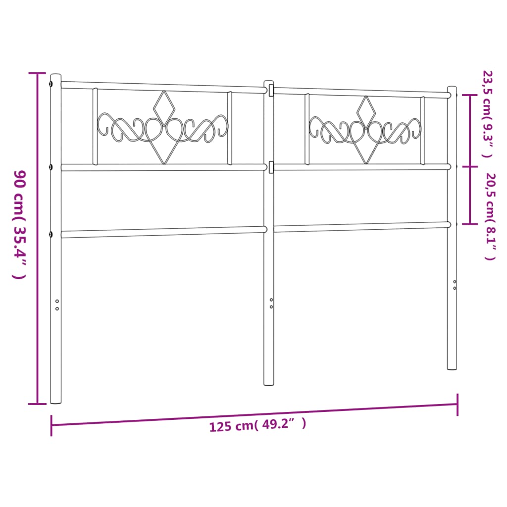 Hoofdbord 140 cm metaal