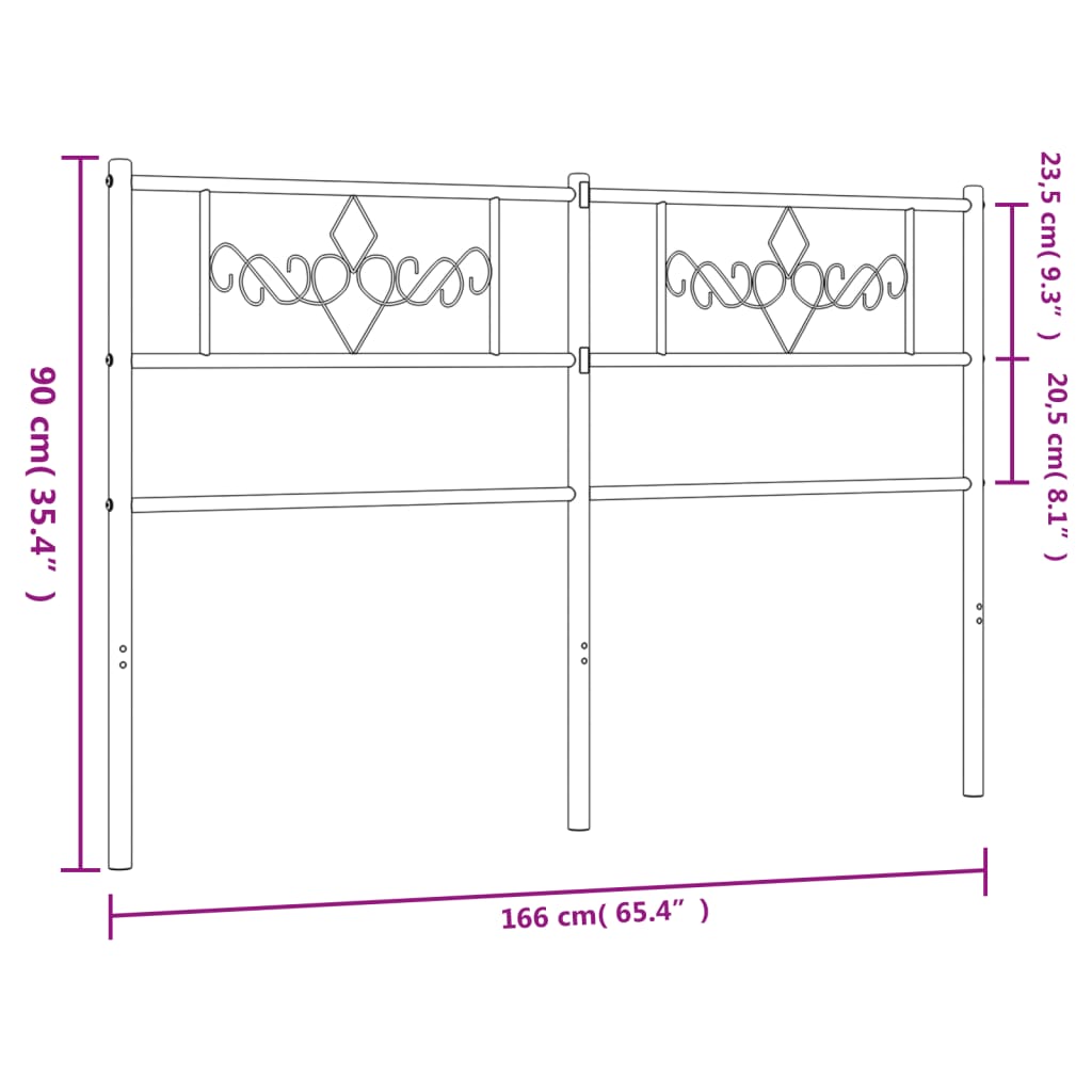 Hoofdbord 140 cm metaal