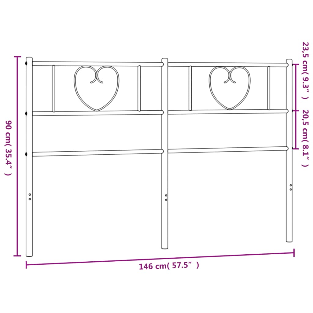 Hoofdbord 193 cm metaal