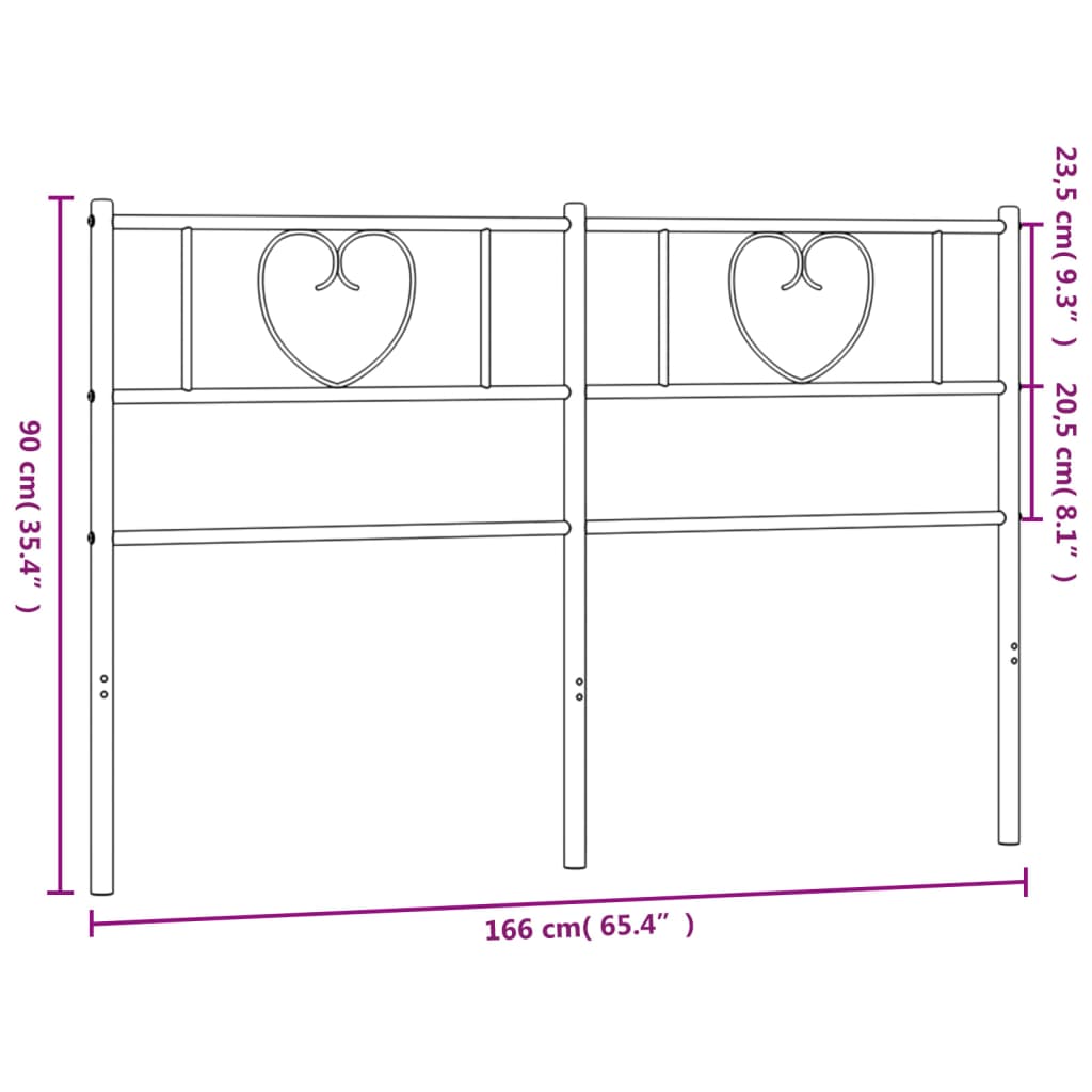 Hoofdbord 193 cm metaal