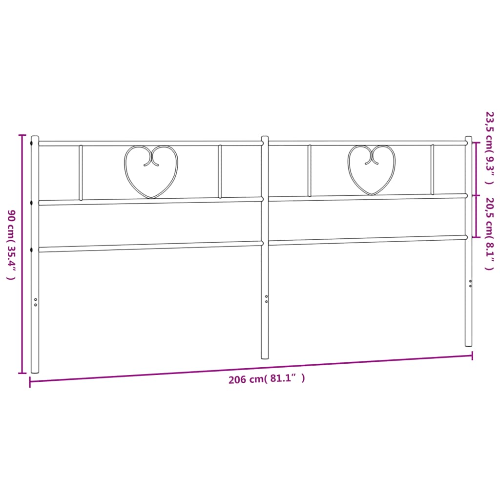 Hoofdbord 193 cm metaal