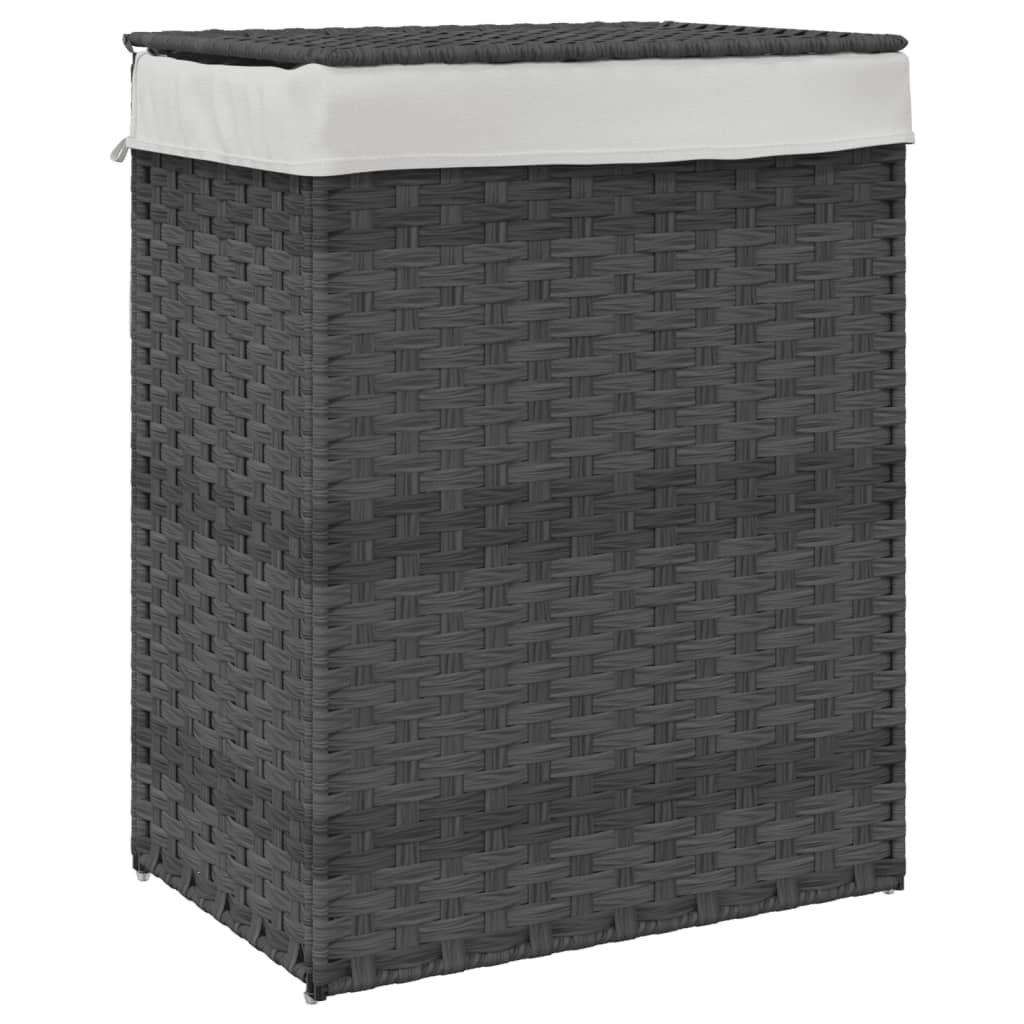 Wasmand met deksel 46x33x60 cm poly rattan