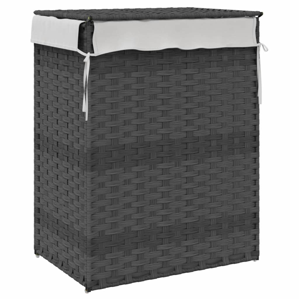 Wasmand met deksel 46x33x60 cm poly rattan