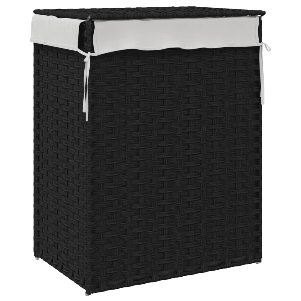 Wasmand met deksel 46x33x60 cm poly rattan