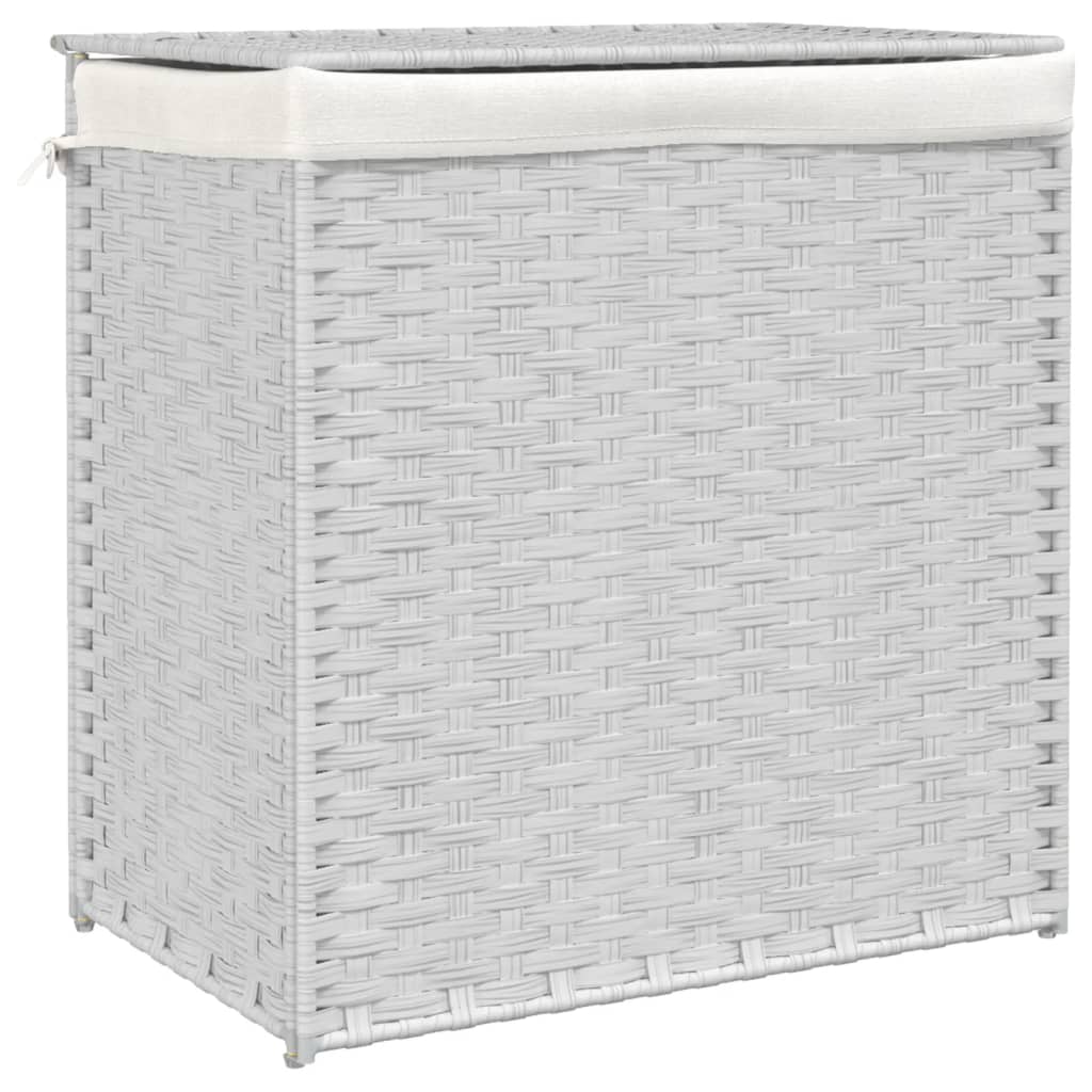 Wasmand met 2 vakken 53x35x57 cm poly rattan