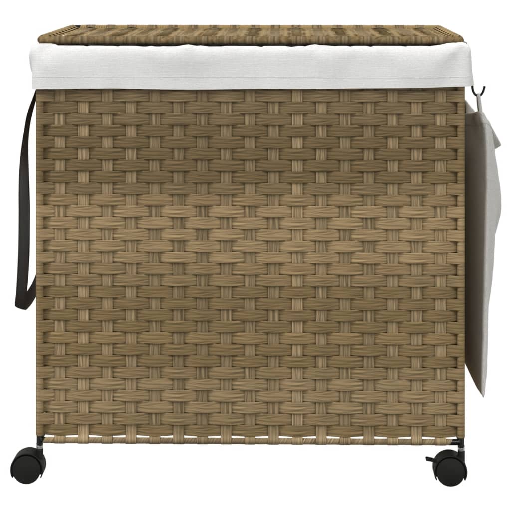 Wasmand op wielen 60x35x60,5 cm rattan grijs