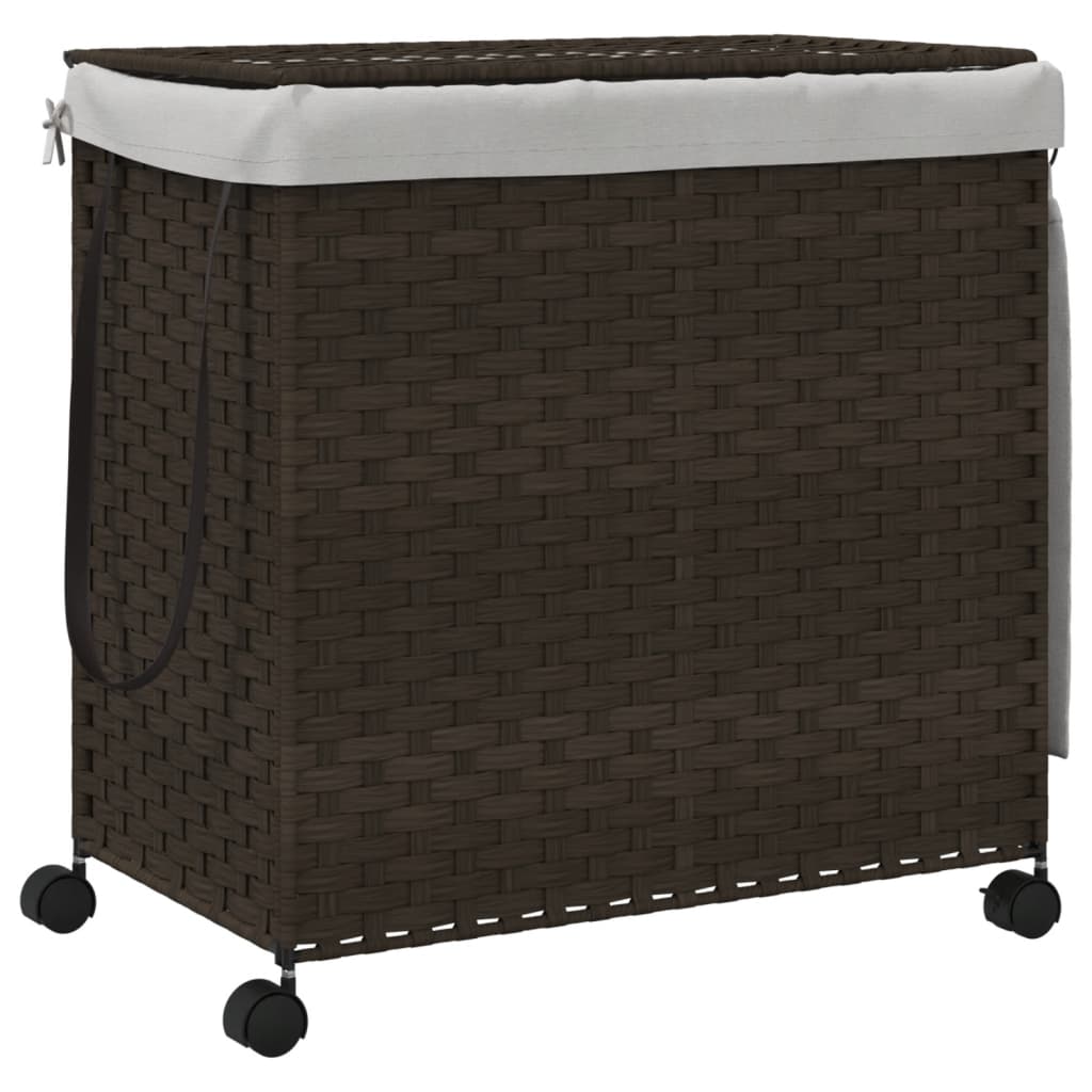 Wasmand op wielen 60x35x60,5 cm rattan grijs