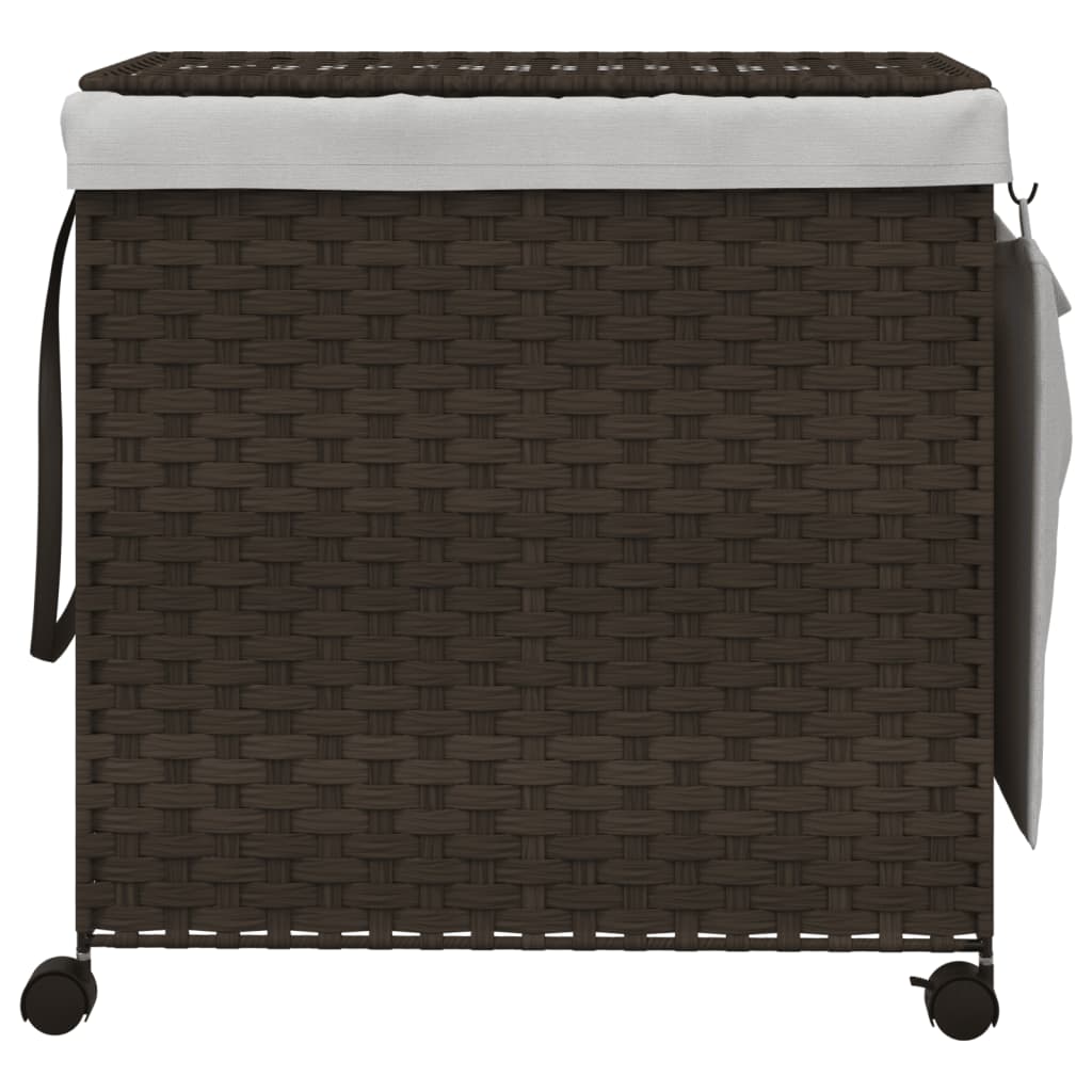 Wasmand op wielen 60x35x60,5 cm rattan grijs