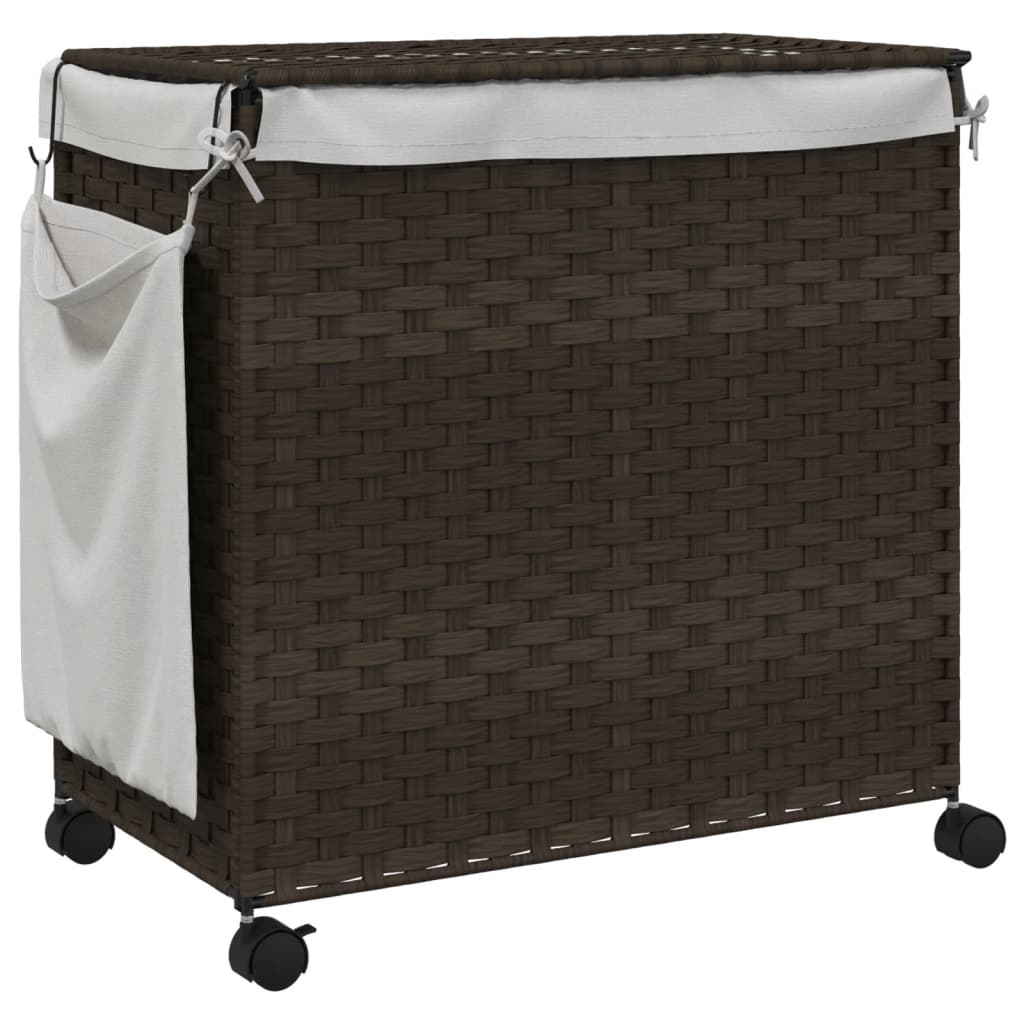 Wasmand op wielen 60x35x60,5 cm rattan grijs