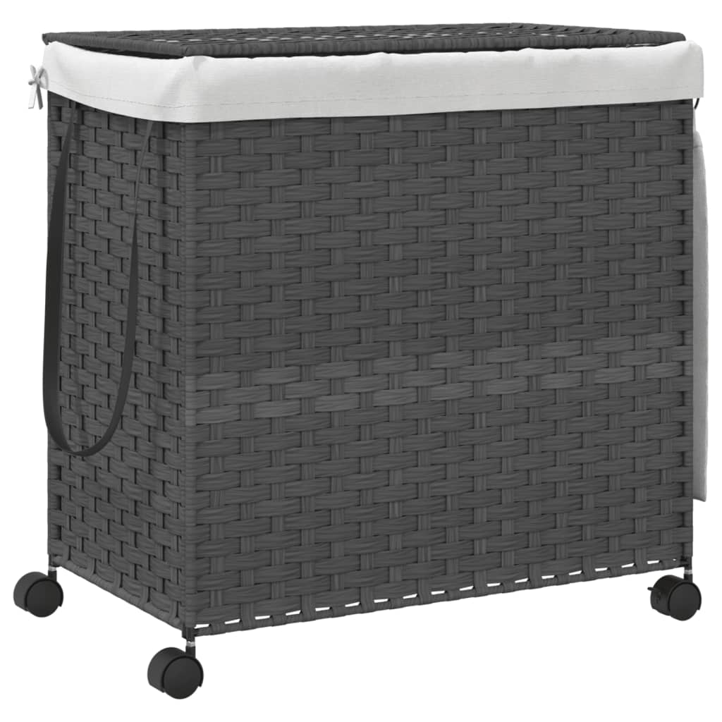 Wasmand op wielen 60x35x60,5 cm rattan grijs