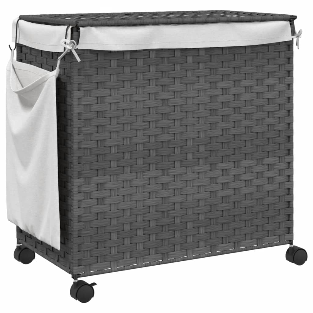 Wasmand op wielen 60x35x60,5 cm rattan