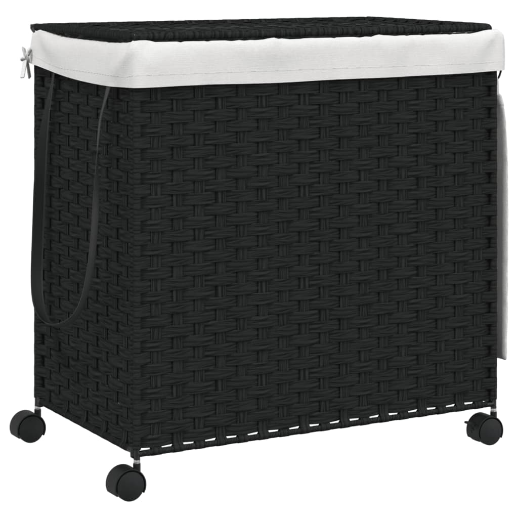 Wasmand op wielen 60x35x60,5 cm rattan grijs