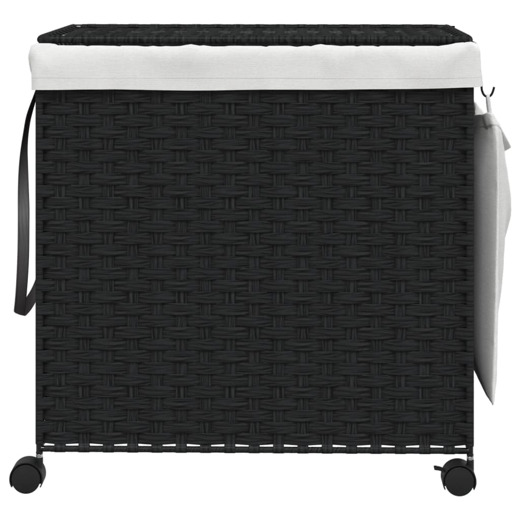 Wasmand op wielen 60x35x60,5 cm rattan grijs