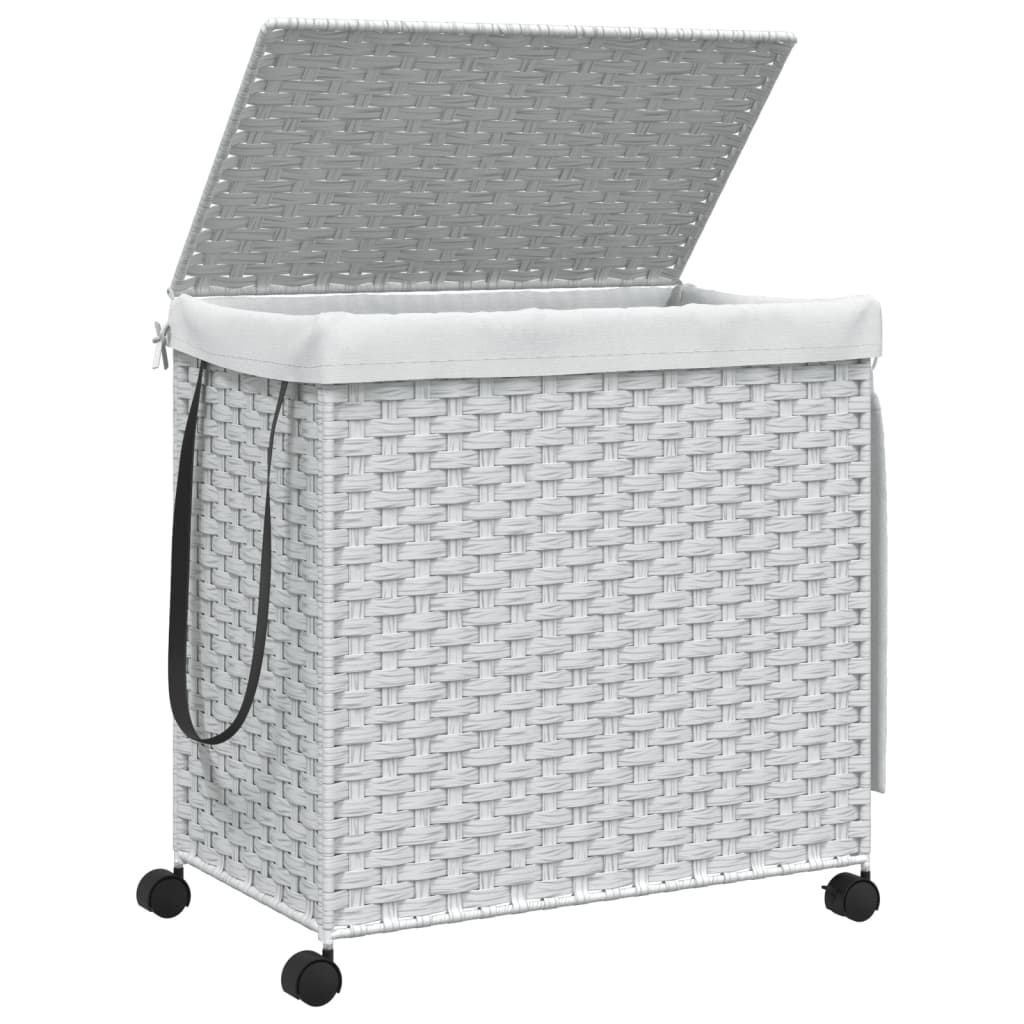 Wasmand op wielen 60x35x60,5 cm rattan grijs