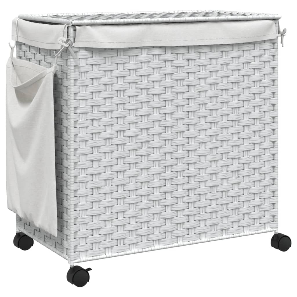 Wasmand op wielen 60x35x60,5 cm rattan grijs