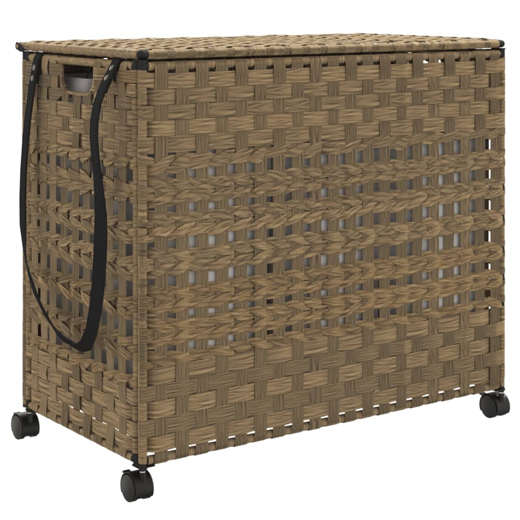 Wasmand op wielen 66x35x60 cm rattan