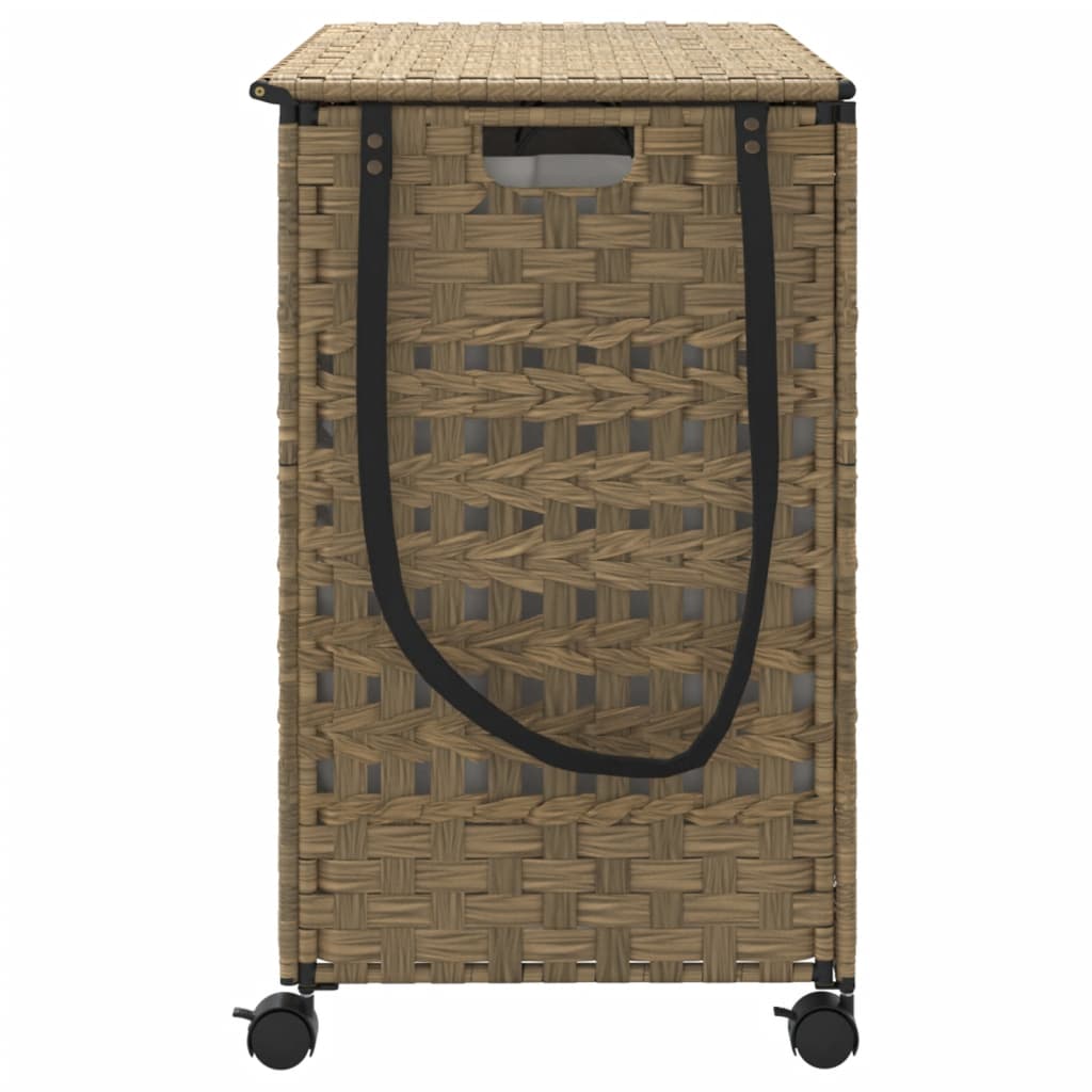 Wasmand op wielen 66x35x60 cm rattan