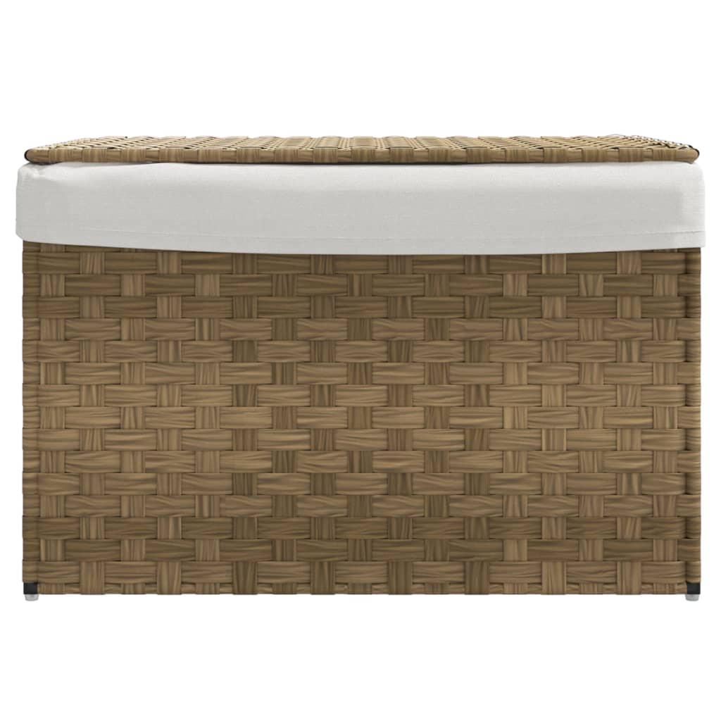 Wasmand met deksel 55,5x35x34 cm poly rattan zwart