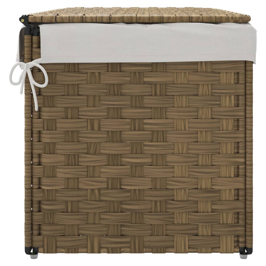 Wasmand met deksel 55,5x35x34 cm poly rattan zwart