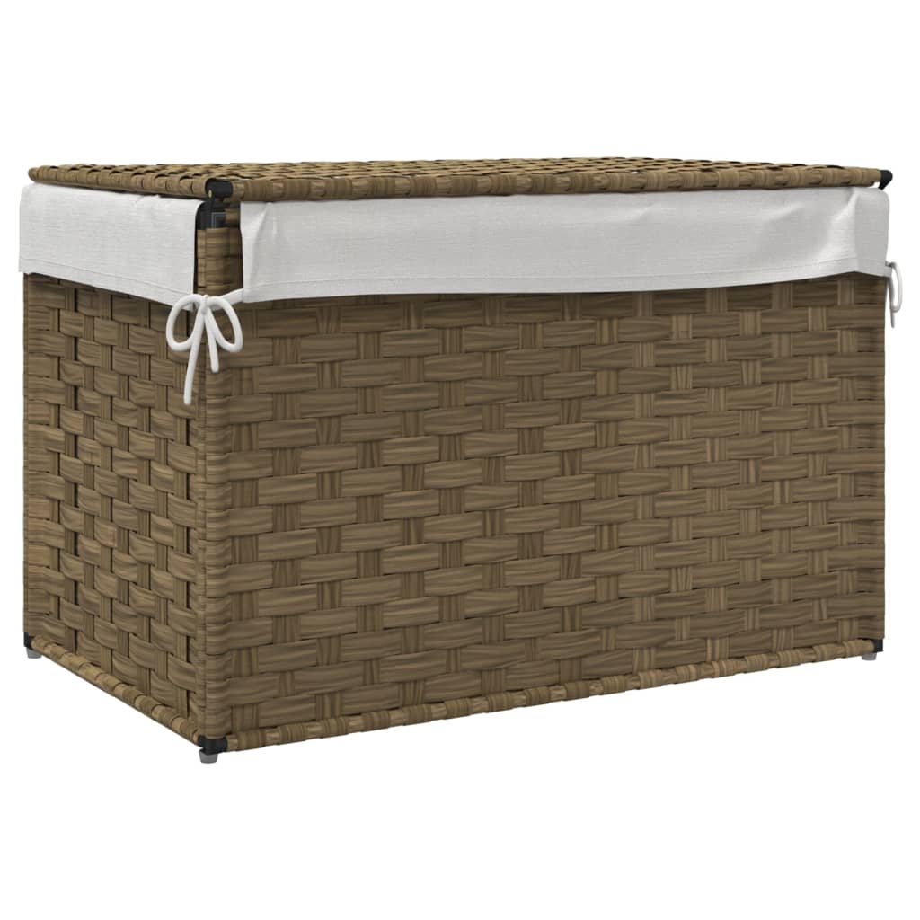 Wasmand met deksel 55,5x35x34 cm poly rattan