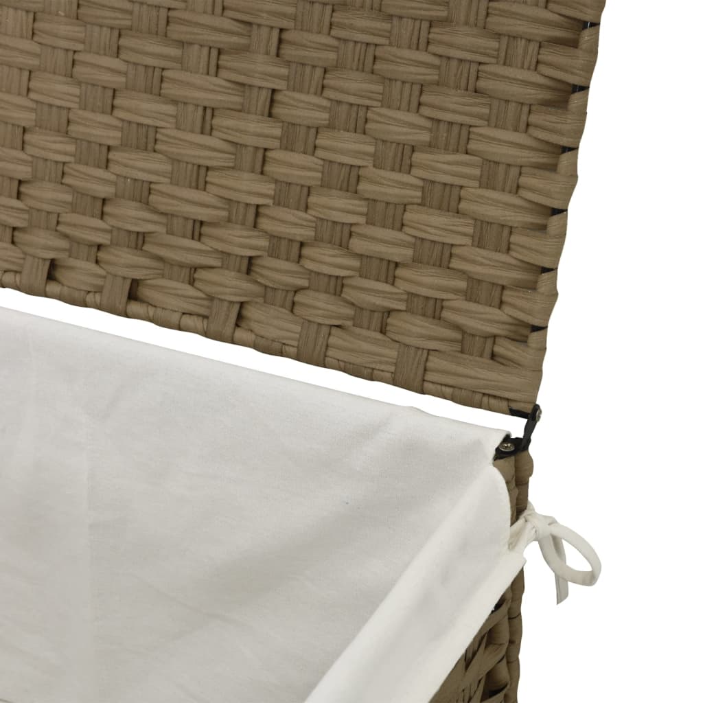 Wasmand met deksel 55,5x35x34 cm poly rattan zwart