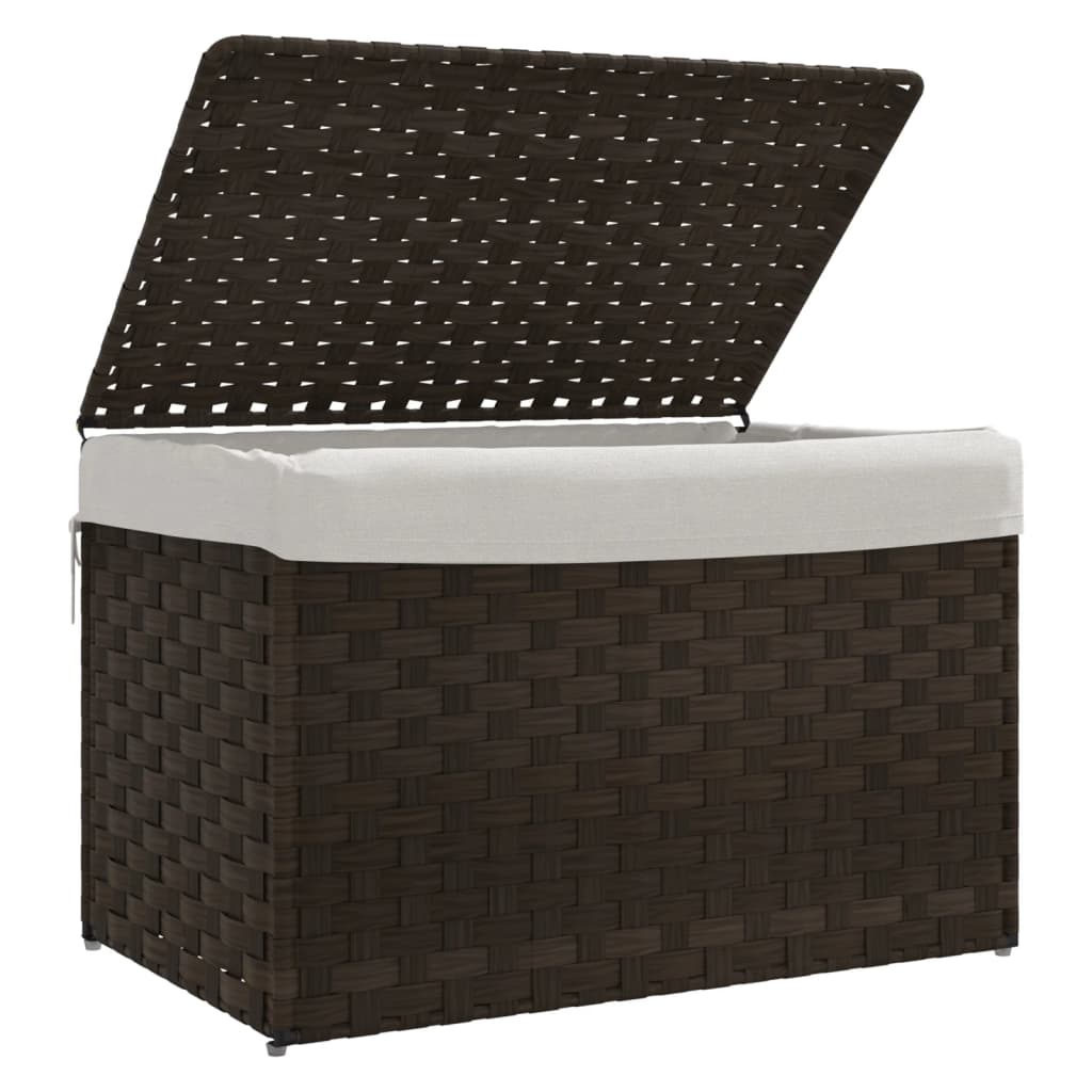 Wasmand met deksel 55,5x35x34 cm poly rattan