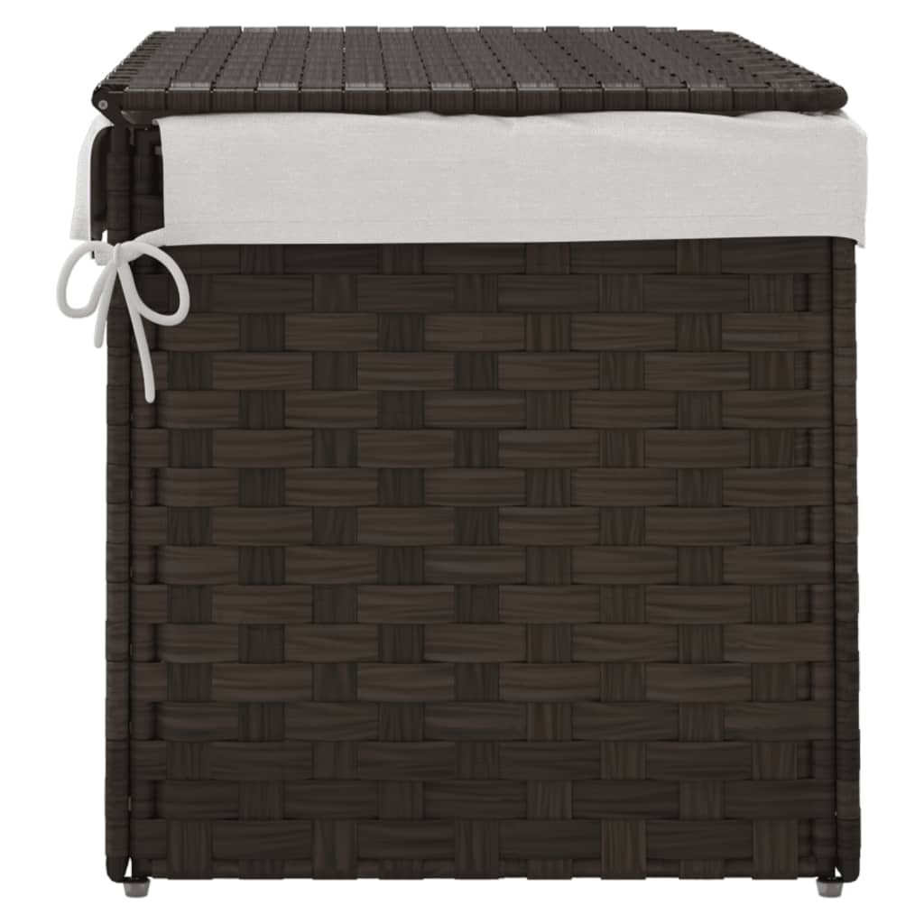 Wasmand met deksel 55,5x35x34 cm poly rattan