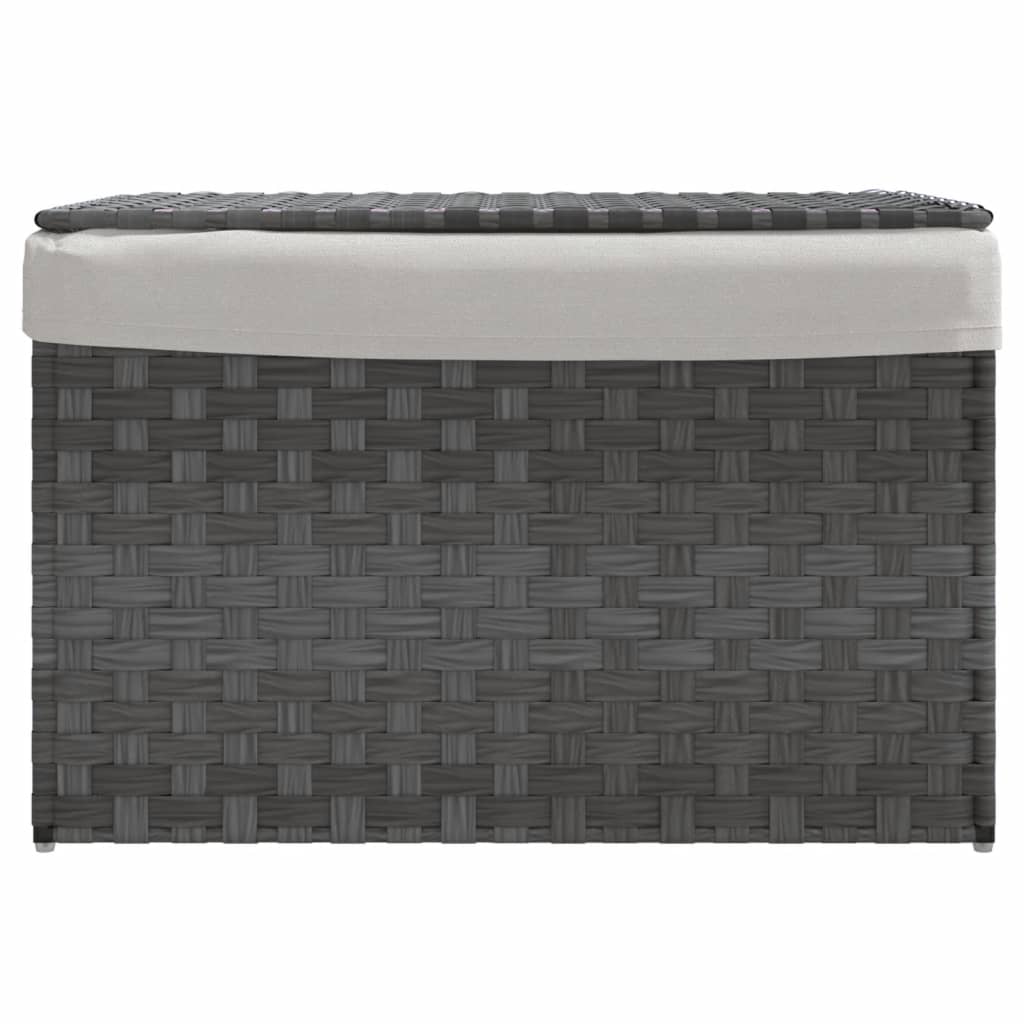 Wasmand met deksel 55,5x35x34 cm poly rattan zwart