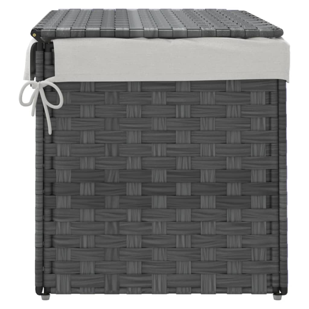 Wasmand met deksel 55,5x35x34 cm poly rattan zwart