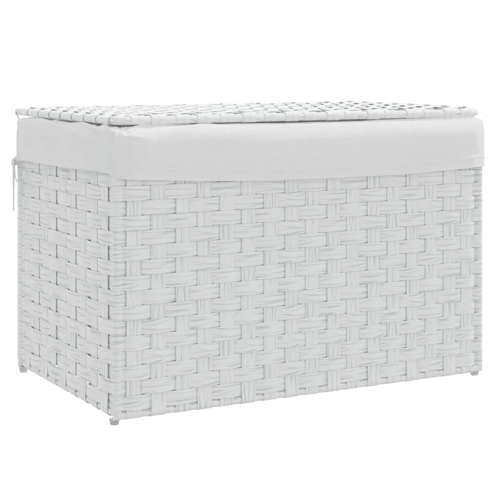 Wasmand met deksel 55,5x35x34 cm poly rattan zwart