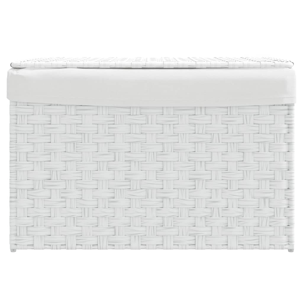 Wasmand met deksel 55,5x35x34 cm poly rattan zwart