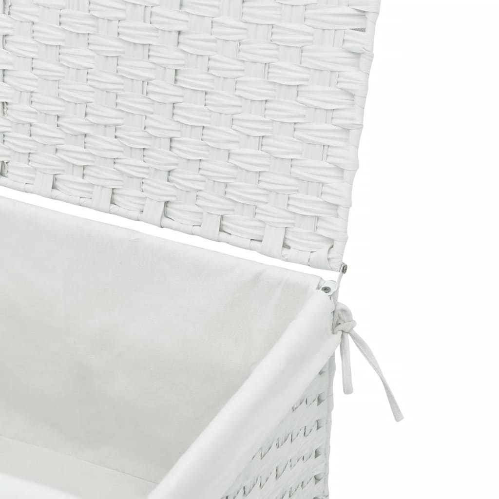 Wasmand met deksel 55,5x35x34 cm poly rattan zwart