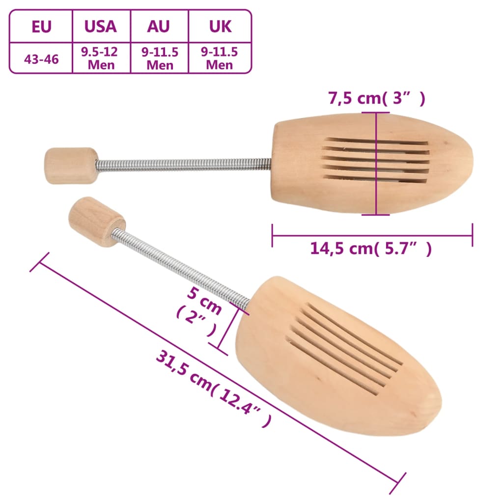 Schoenspanners 2 paar EU maat 39-42 massief lotushout