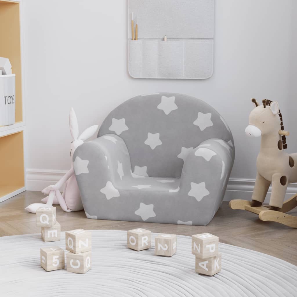 Canapé enfant 2 places avec étoiles en peluche douce