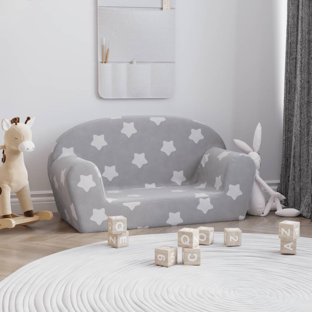 Canapé enfant 2 places avec étoiles en peluche douce