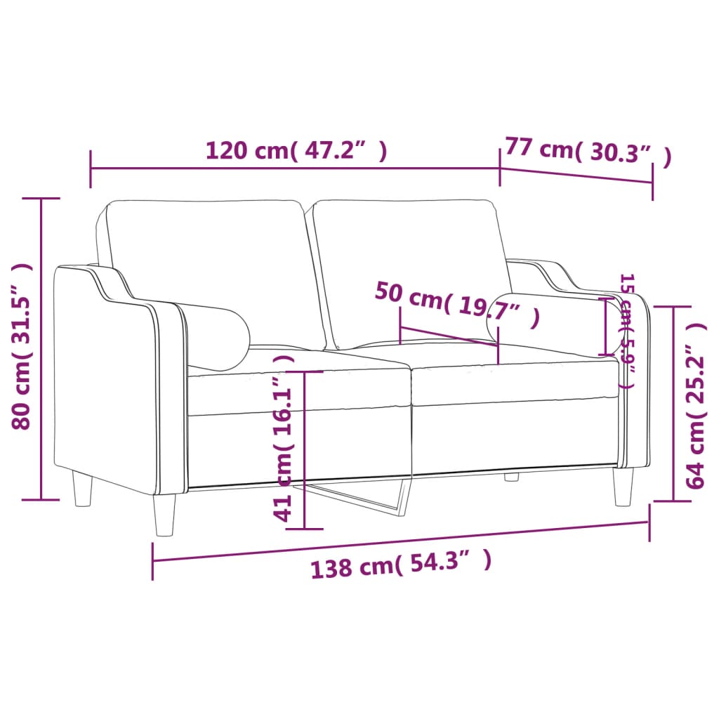 Driezitsbank met sierkussens 180 cm stof