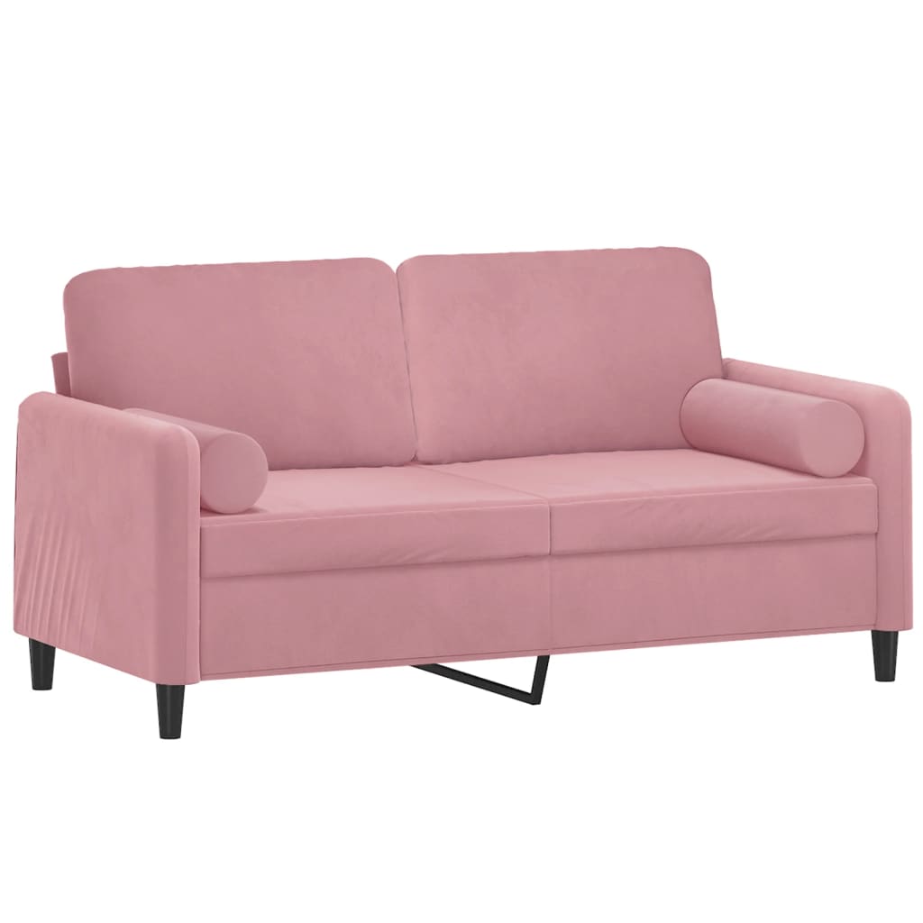 Tweezitsbank met sierkussens 140 cm fluweel roze