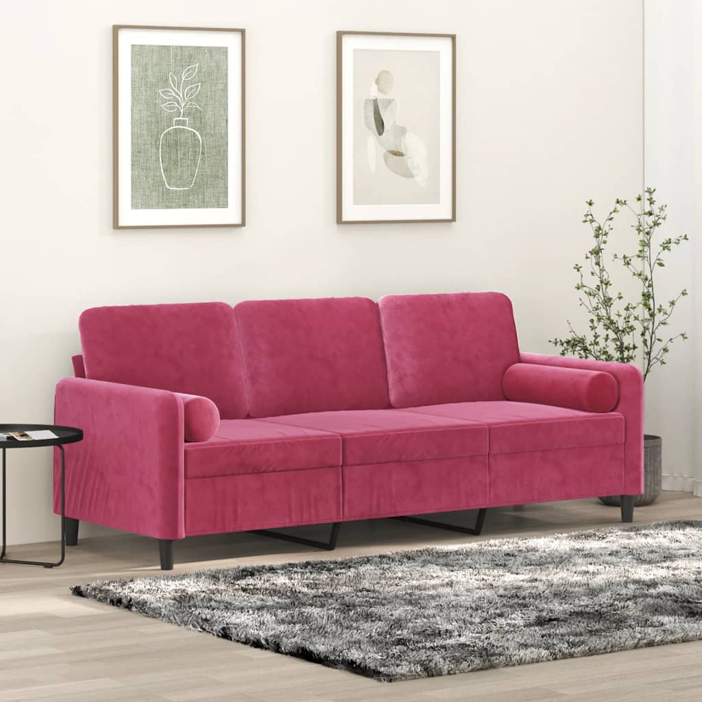 Tweezitsbank met sierkussens 140 cm fluweel roze