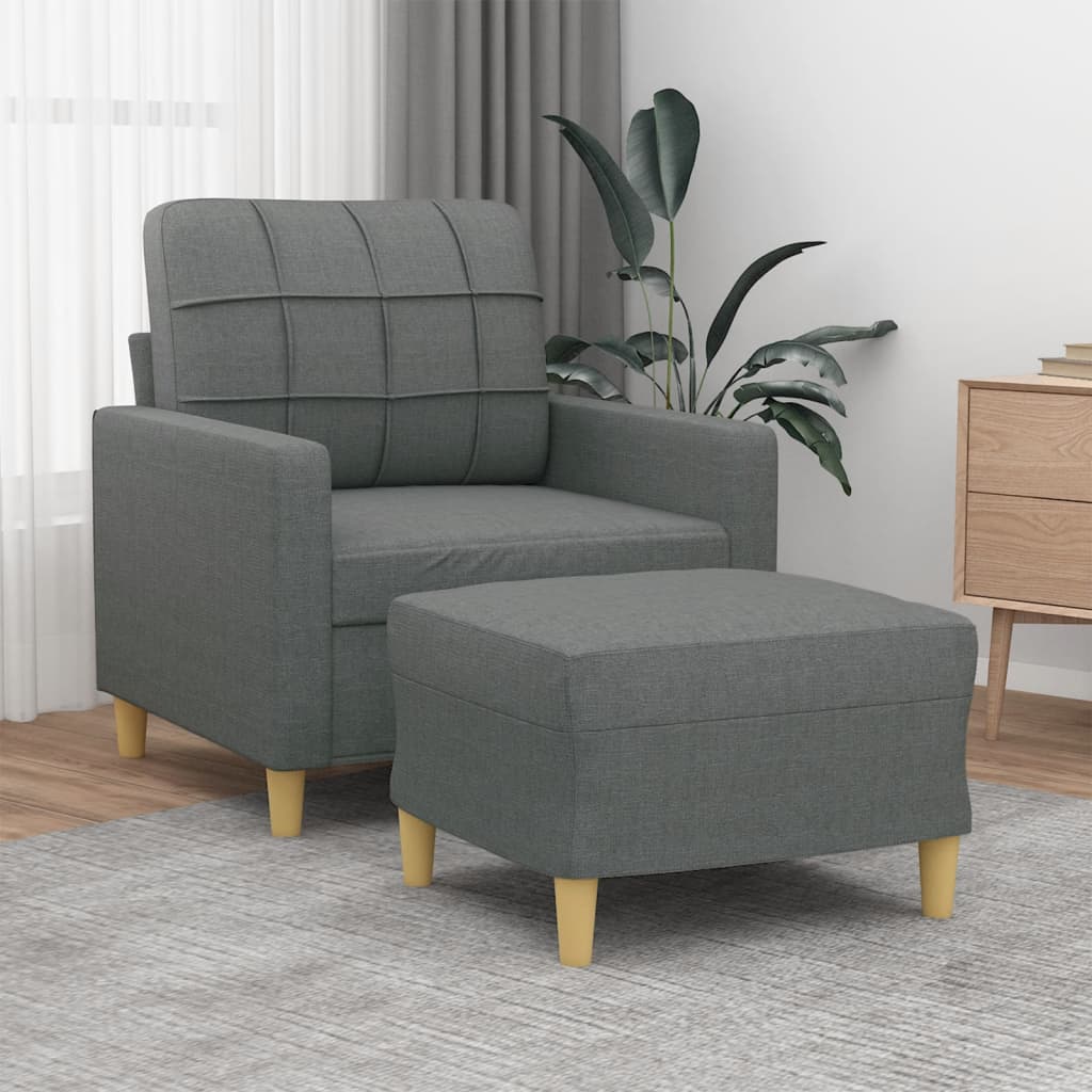 Fauteuil avec repose-pieds 60 cm en tissu