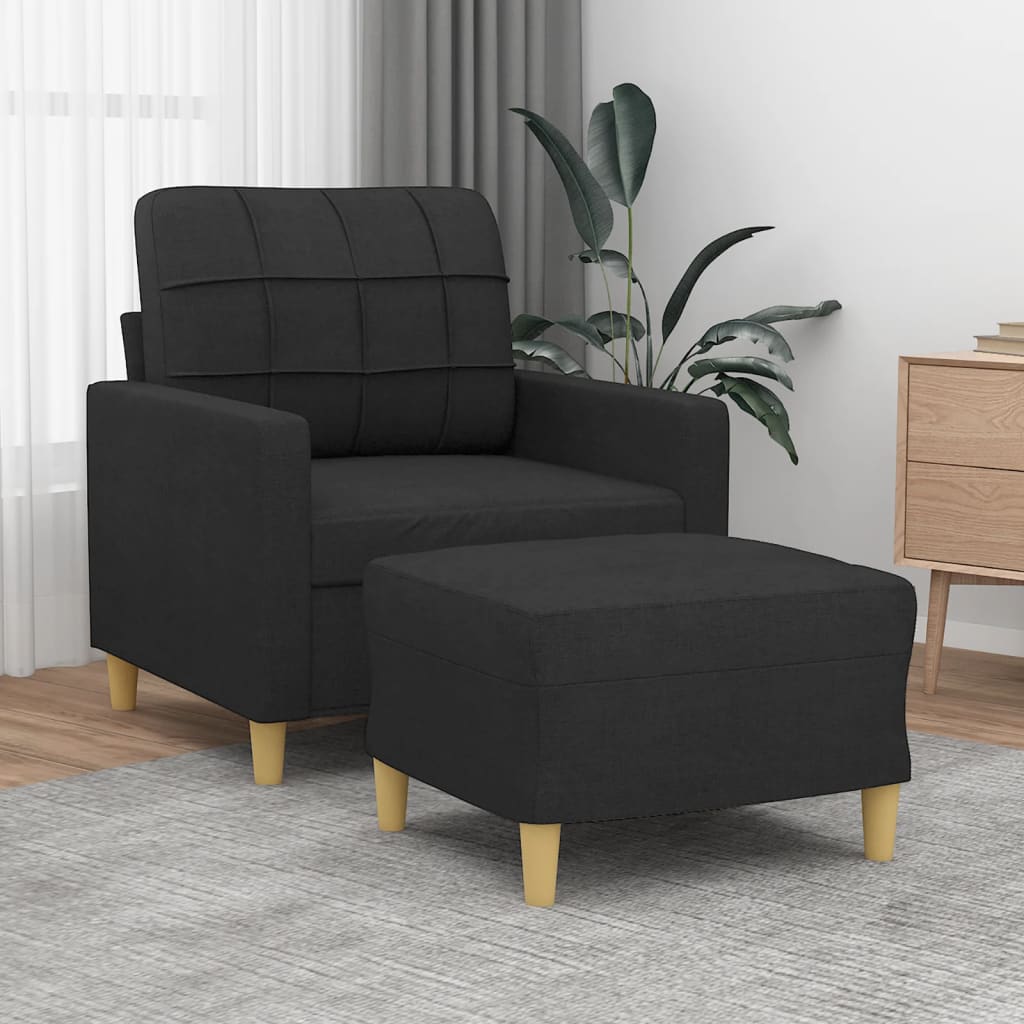 Fauteuil avec repose-pieds 60 cm en tissu