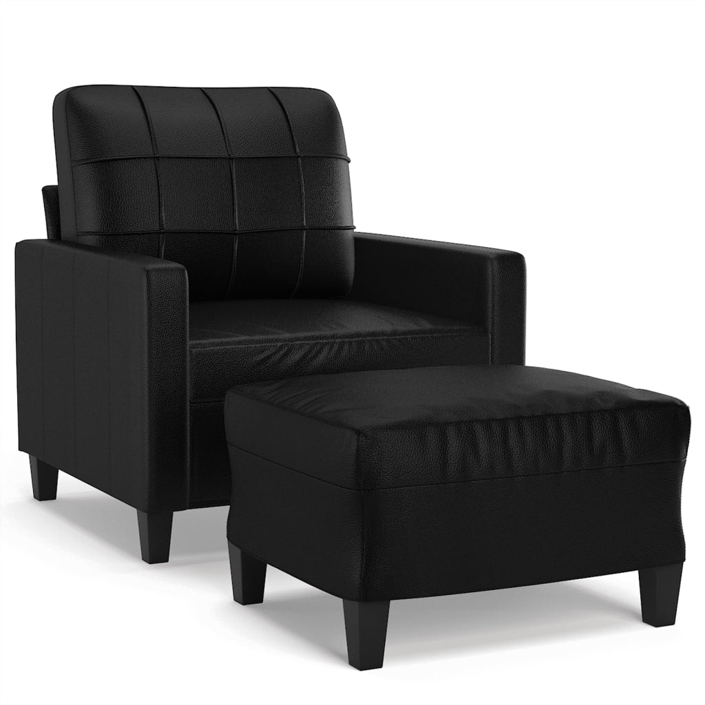 Fauteuil avec repose-pieds 60 cm cuir artificiel, crème