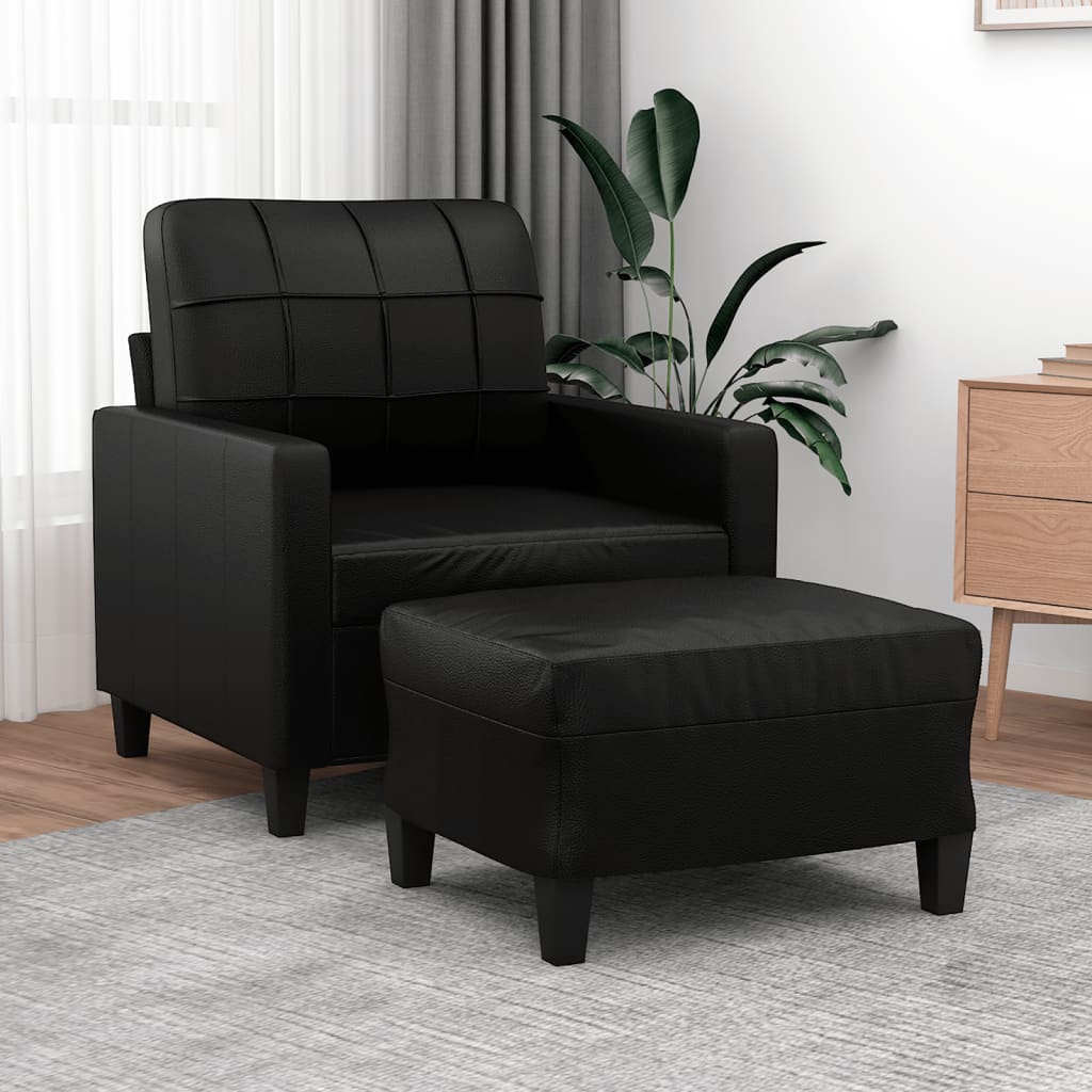 Fauteuil avec repose-pieds 60 cm cuir artificiel, crème