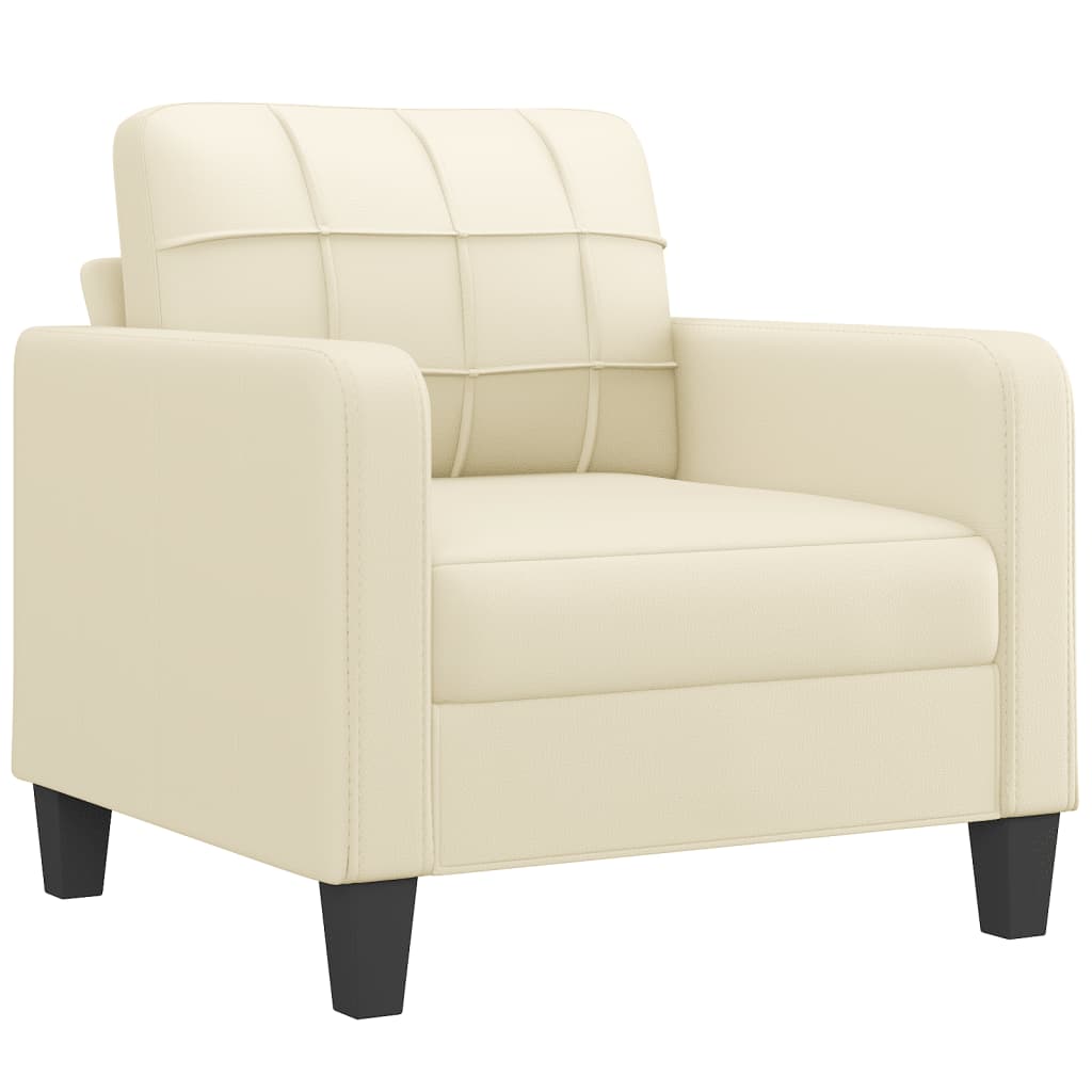 Fauteuil avec repose-pieds 60 cm cuir artificiel, crème