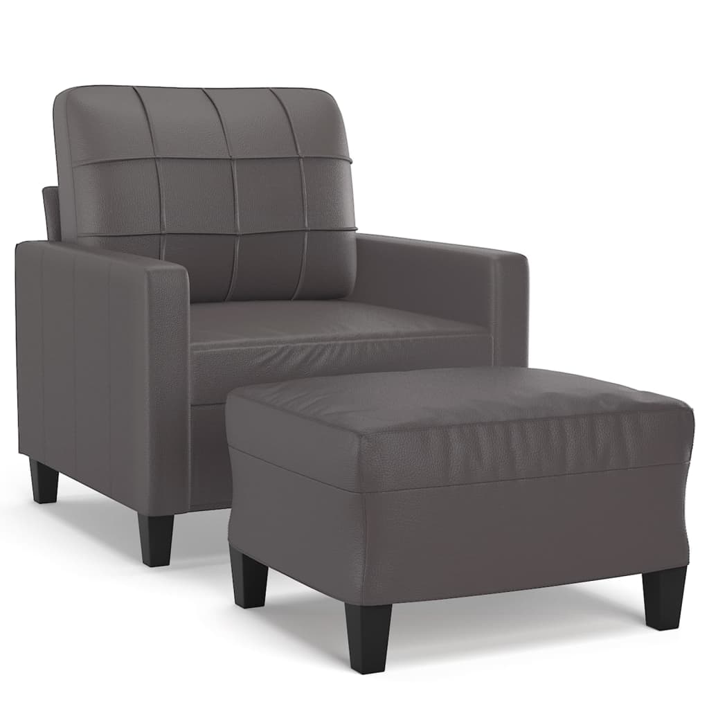 Fauteuil avec repose-pieds 60 cm cuir artificiel, crème